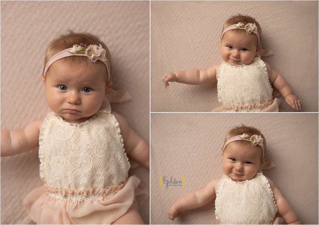 baby laying on link blanket during Hawthorn Woods IL photo session