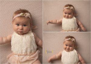 baby laying on link blanket during Hawthorn Woods IL photo session