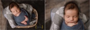 baby boy sleeping in a quilt and basket in Lake Bluff IL studio