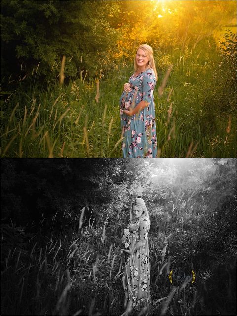 color and black and white photo of mom for maternity photography in Palatine iL