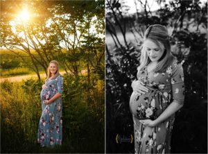 portrait of pregnant mom outdoors in Palatine IL park