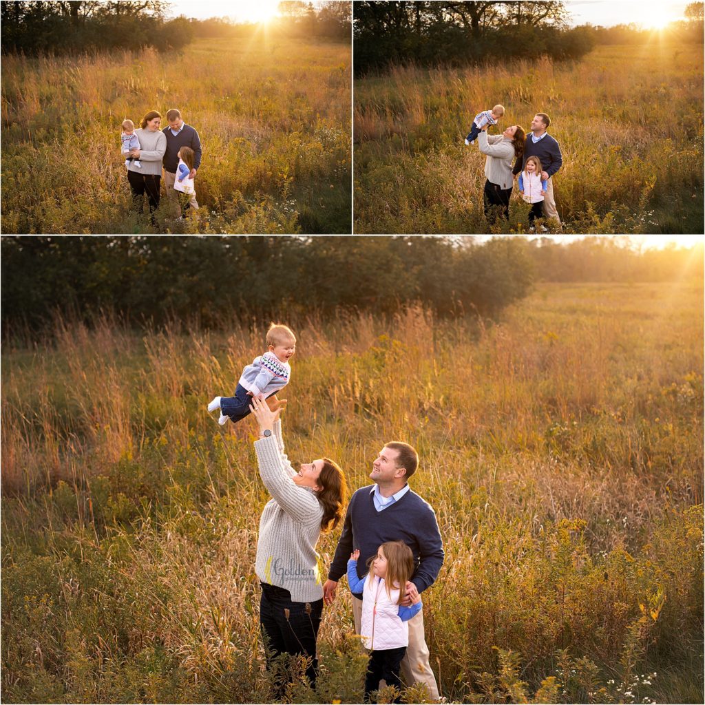 outdoor family photos in Long Grove IL forest preserve