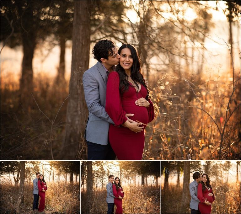 couple posing for maternity photos in Deer Park, IL