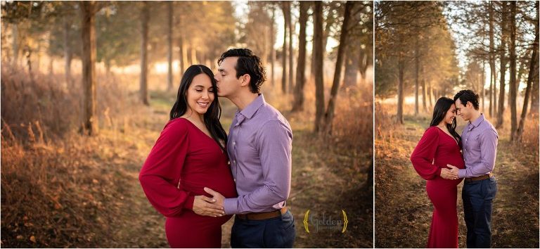 couple posing during maternity photo session in lake county IL