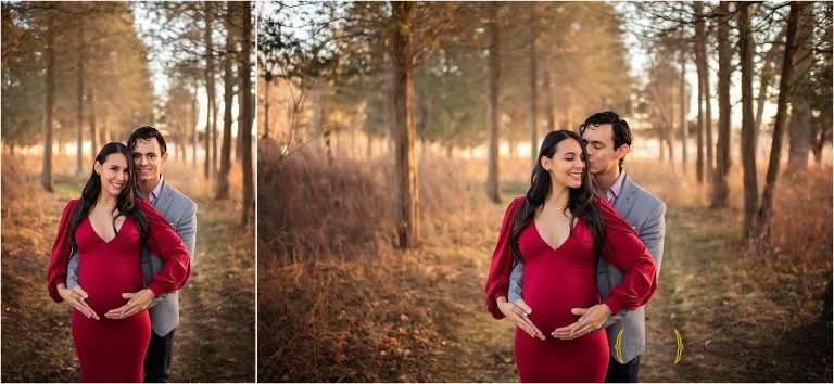 posing for outdoor maternity photo session in Deer Park IL