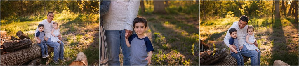dad posing with children during a family photography session