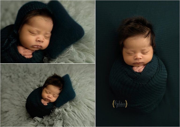 newborn baby boy swaddled during photo session near Mt Prospect, IL