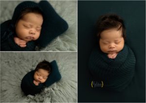 newborn baby boy swaddled during photo session