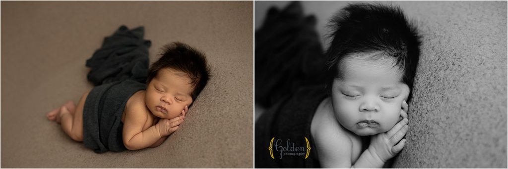 baby boy posed for newborn photos in Illinois