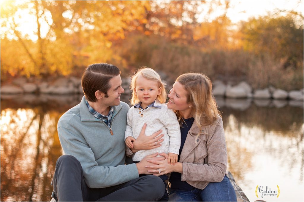 parents looking at their son for family photos in Barrington IL