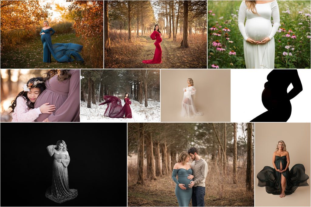 collage of best pregnancy photographer in Chicago IL