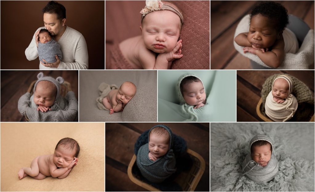 collage of newborn baby photos in Chicago