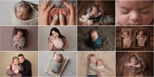 collage of posed newborn baby photos